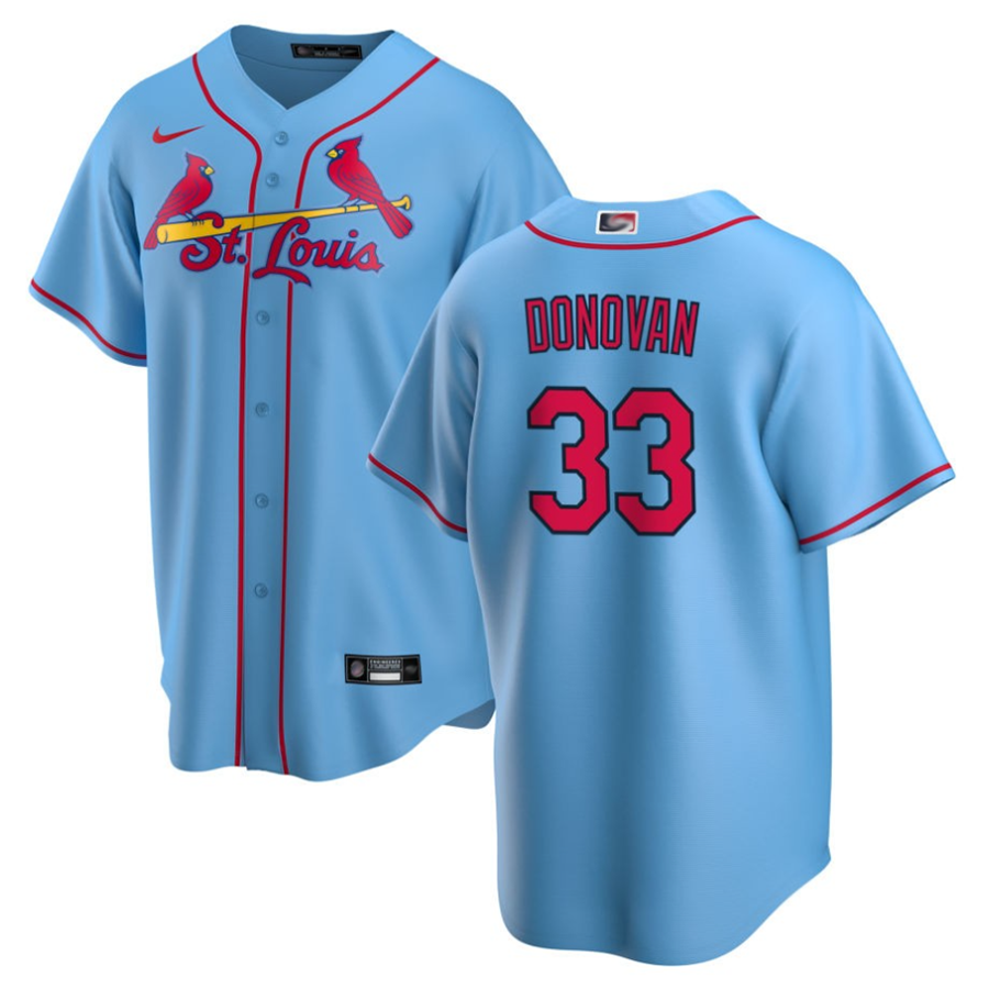 St.Louis Cardinals #33 Brendan Donovan Player Light Blue Home Replica Baseball Jerseys
