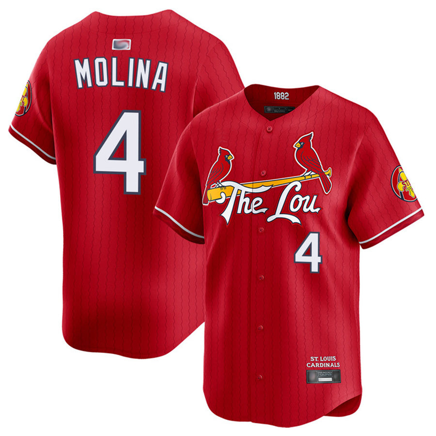 St.Louis Cardinals #4 Yadier Molina Player City Connect Limited Home Red Baseball Jerseys