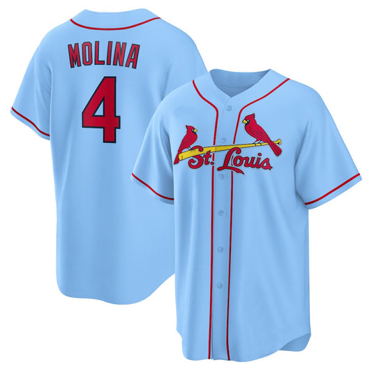 St.Louis Cardinals #4 Yadier Molina Player Light Blue Replica Baseball Jerseys