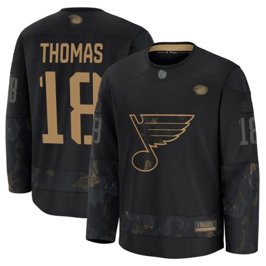 St. L.Blues #18 Robert Thomas Player Fanatics Black Hockey Jerseys