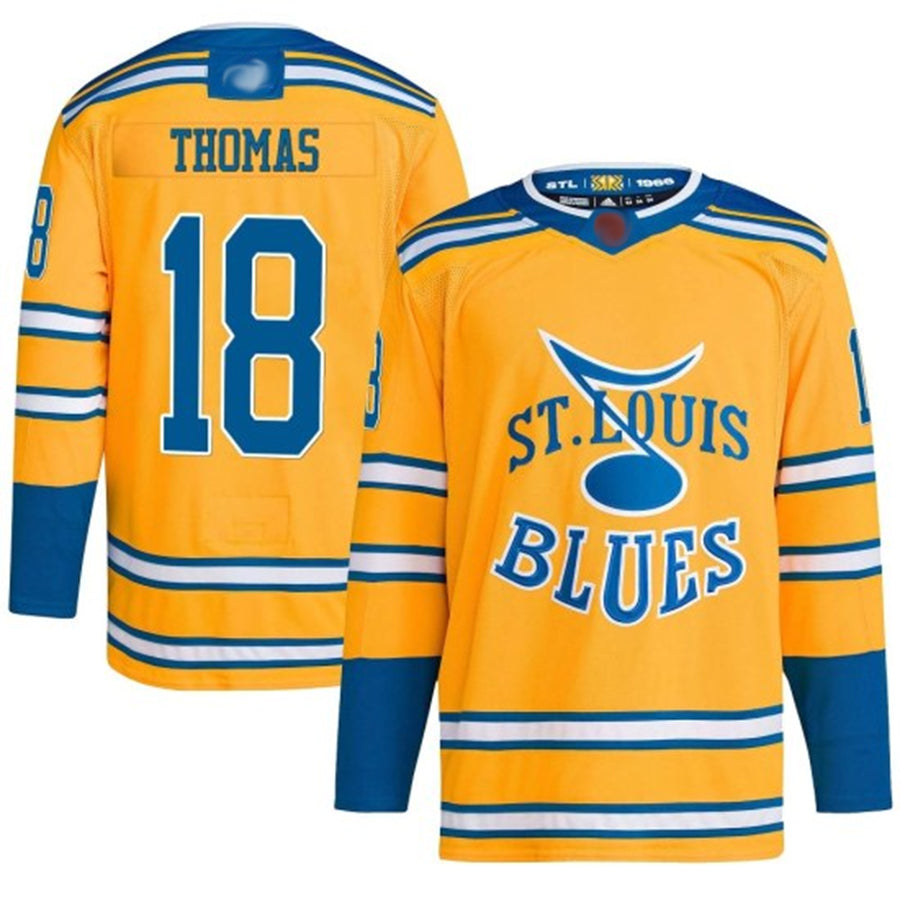 St. L.Blues #18 Robert Thomas Player Fanatics Yellow Special Edition Hockey Jerseys