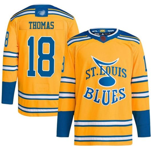 St. L.Blues #18 Robert Thomas Player Fanatics Yellow Special Edition Hockey Jerseys