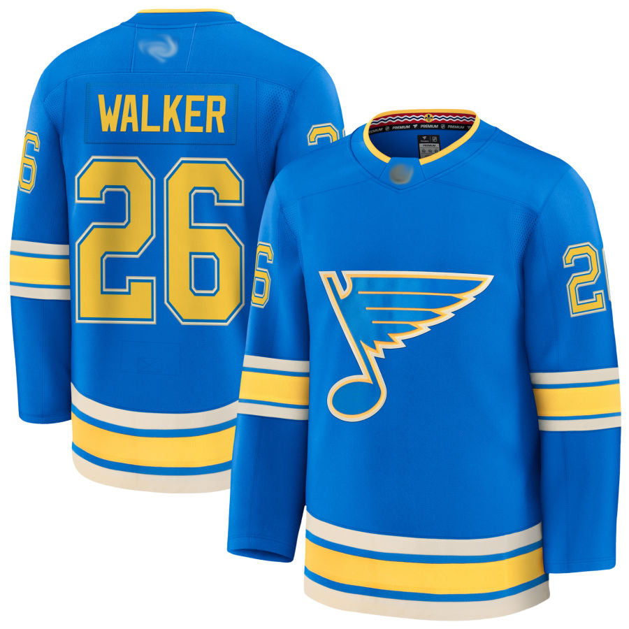 St. L.Blues #26 Nathan Walker Player Fanatics Alternate Premium White Hockey Jerseys