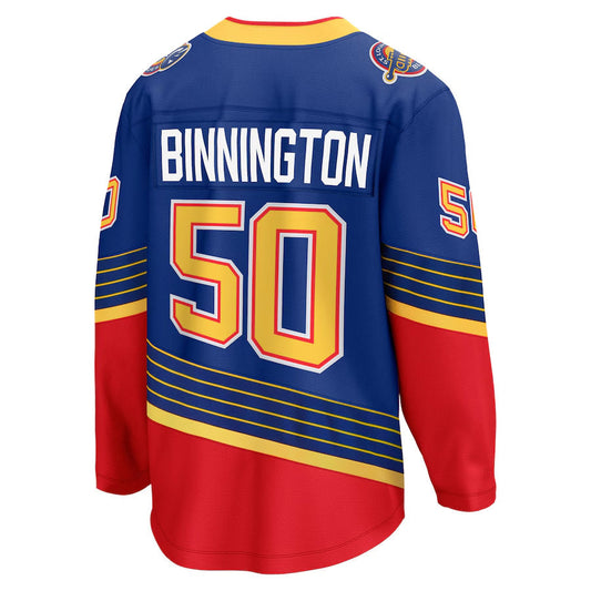 St. L.Blues #50 Jordan Binnington Player Fanatics Premier Breakaway Royal Hockey Jerseys