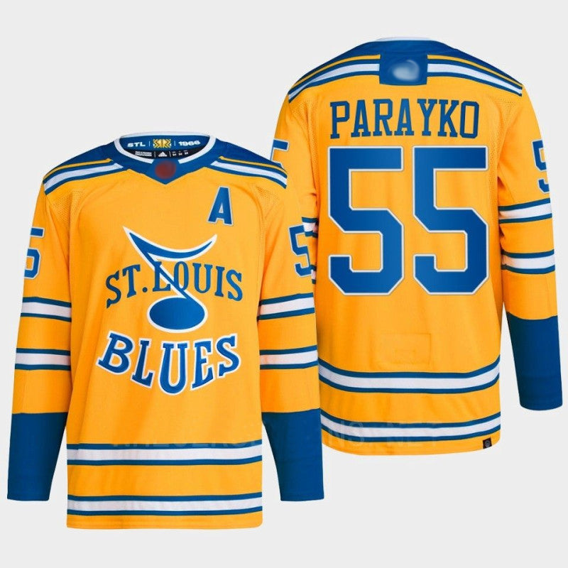 St. L.Blues #55 Colton Parayko Player Fanatics Yellow Special Edition Hockey Jerseys
