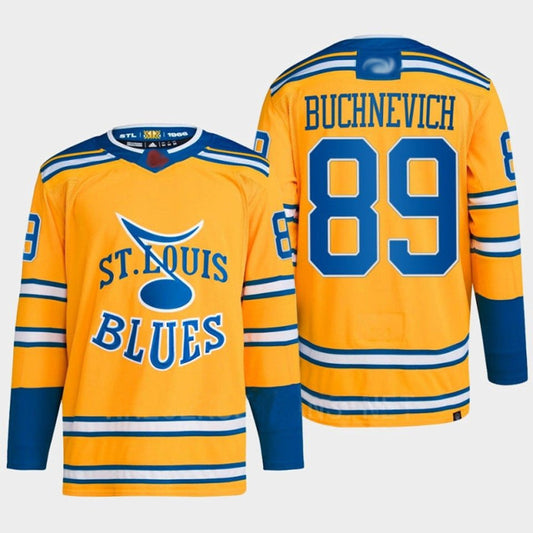 St. L.Blues #89 Pavel Buchnevich Player Fanatics Yellow Special Edition Hockey Jerseys