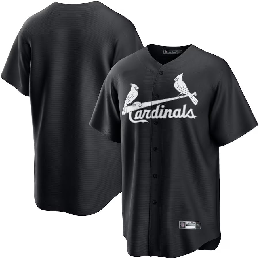 St. Louis Cardinals Blank Player Black Lights Out Replica Baseball Jerseys