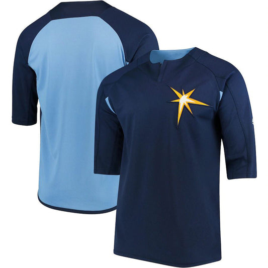 TB.Rays Blank Player Navy-Light Blue Sleeve Batting Practice Baseball Jerseys