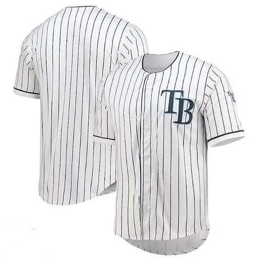 TB.Rays Blank Player White Navy Pinstripe Baseball Jerseys