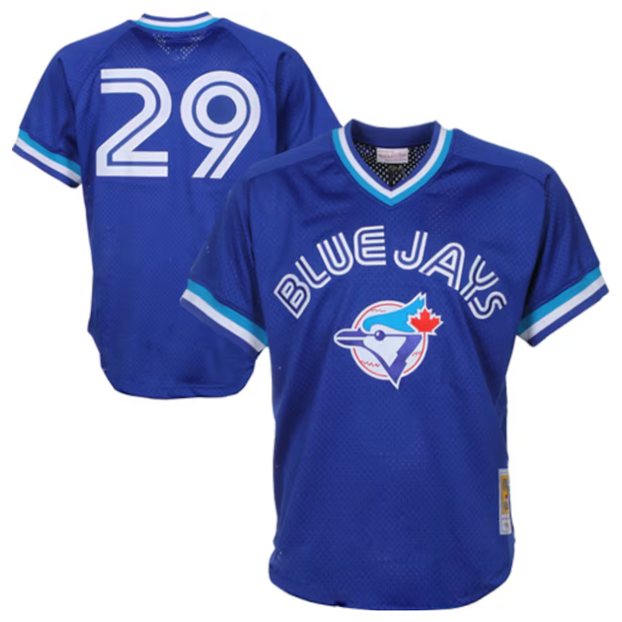 T.Blue Jays #29 Joe Carter Player Mitchell & Ness Royal 1993 Cooperstown Collection Mesh Batting Practice Baseball Jerseys