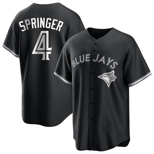 T.Blue Jays #4 George Springer Player Replica Black Baseball Jerseys
