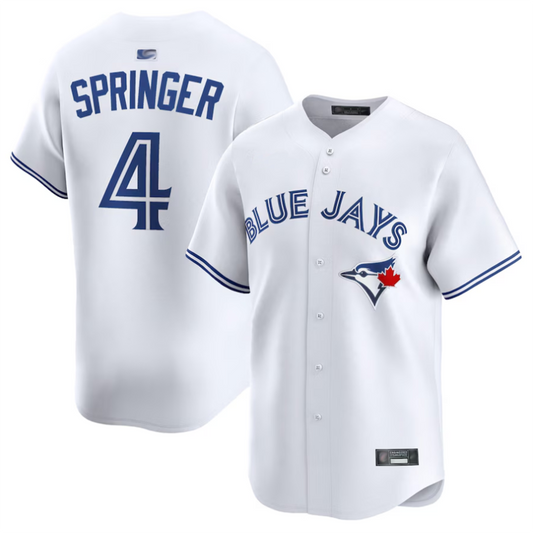 T.Blue Jays #4 George Springer Player White Home Limited Baseball Jerseys