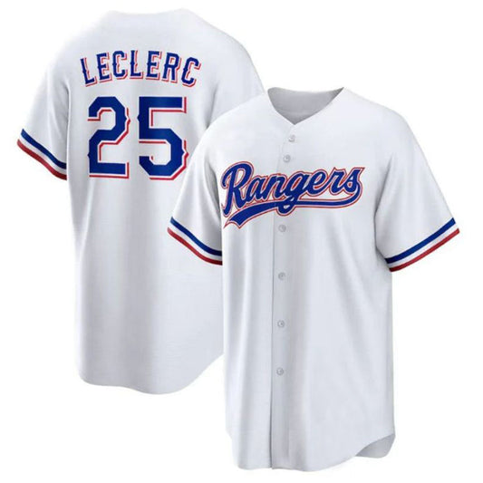 T.Rangers #25 Jos��| Leclerc Player White Home Replica Baseball Jerseys