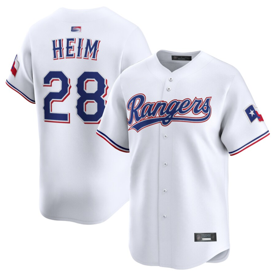 T.Rangers #28 Jonah Heim Player White Limited Baseball Jerseys
