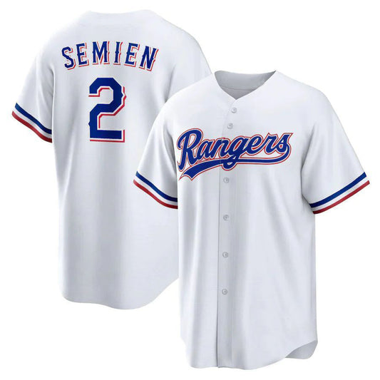 T.Rangers #2 Marcus Semien Player White Home Replica Baseball Jerseys