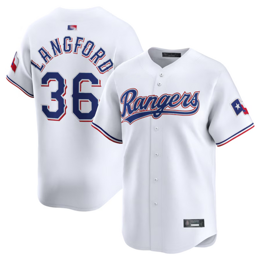 T.Rangers #36 Wyatt Langford Player White Home Limited Baseball Jerseys
