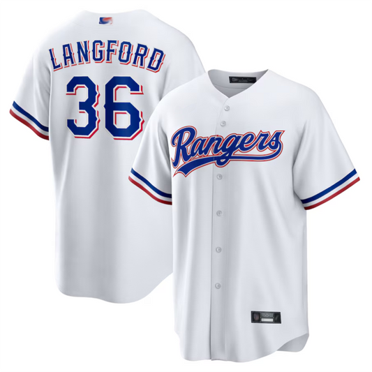 T.Rangers #36 Wyatt Langford Player White Home Replica Baseball Jerseys