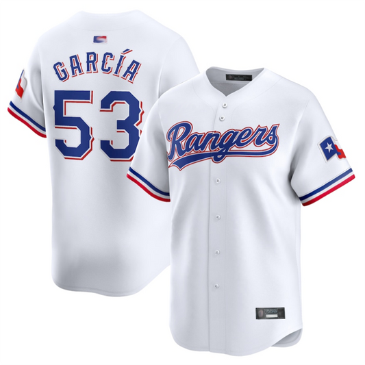 T.Rangers #53 Adolis Garc��aa Player White Home Limited Baseball Jerseys