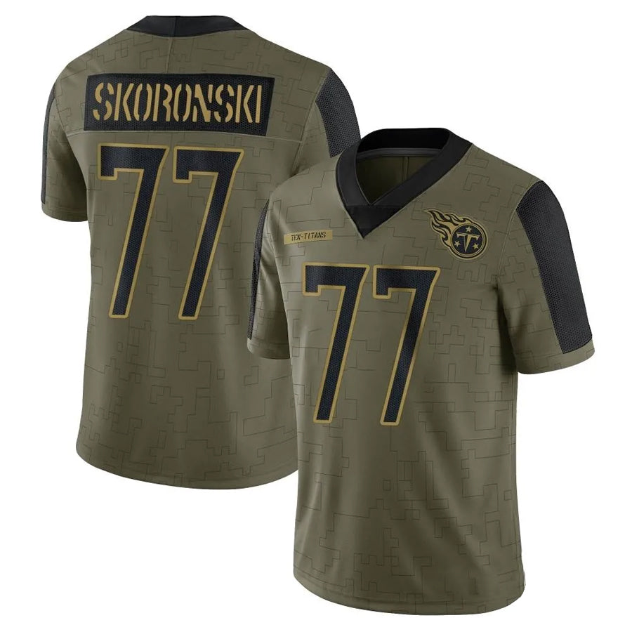 T.Titans #77 Peter Skoronski Player Olive Salute To Service Limited Football Jerseys