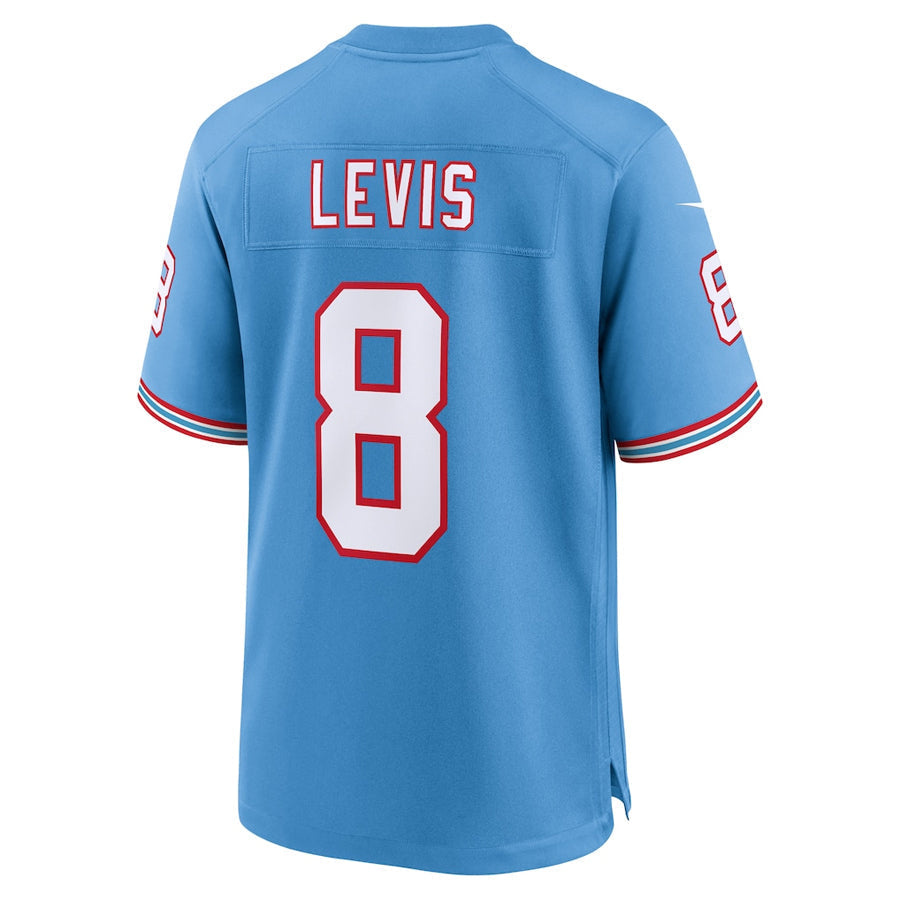 T.Titans #8 Will Levis Player Light Blue Throwback Alternate Game Football Jerseys