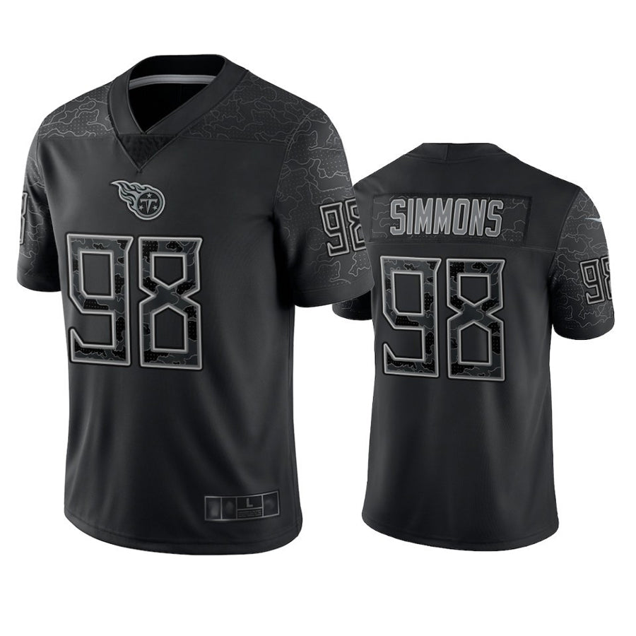 T.Titans #98 Jeffery Simmons Player Black RFLCTV Limited Football Jerseys