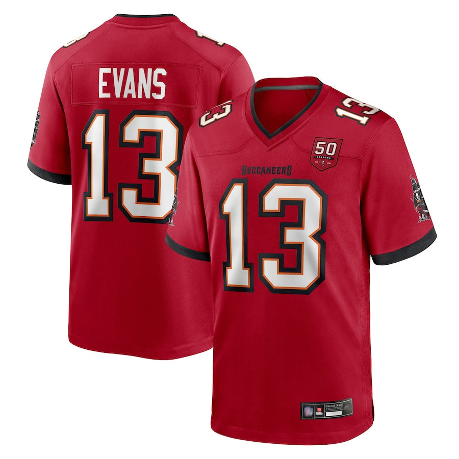 TB.Buccaneers #13 Mike Evans Player Red 50th Anniversary Game Football Jerseys