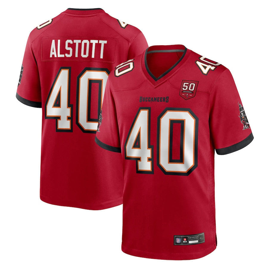 TB.Buccaneers #40 Mike Alstott Player Red 50th Anniversary Game Football Jerseys