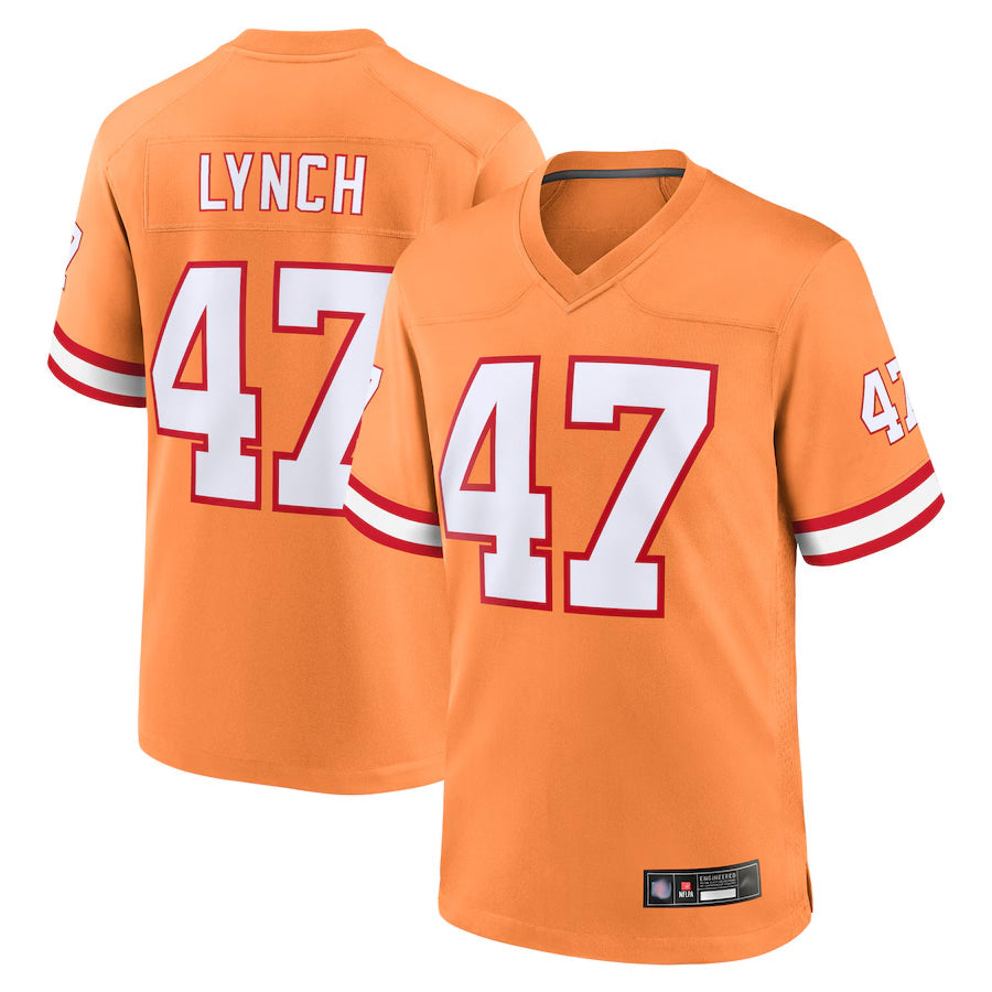 TB.Buccaneers #47 John Lynch Player Orange Throwback Game Football Jerseys