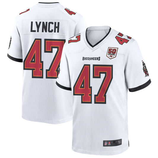 TB.Buccaneers #47 John Lynch Player White 50th Anniversary Game Football Jerseys
