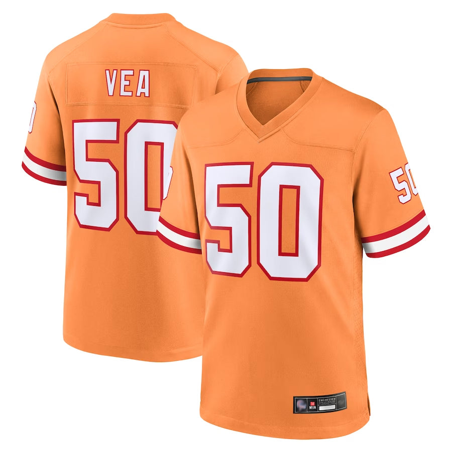 TB.Buccaneers #50 Vita Vea Player Orange Throwback Game Football Jerseys