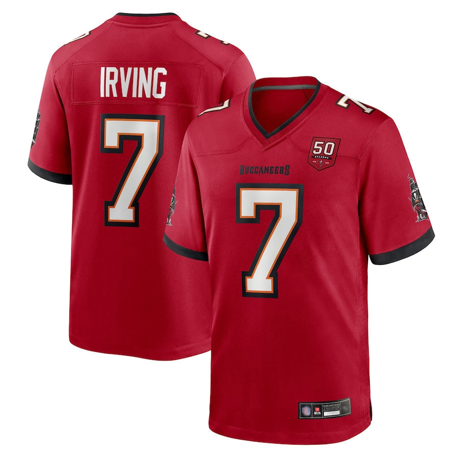 TB.Buccaneers #7 Bucky Irving Player Red 50th Anniversary Game Football Jerseys