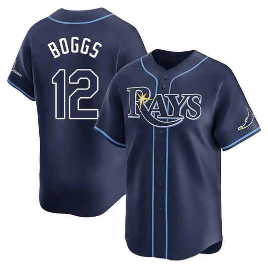 TB. Rays #12 Wade Boggs Player Navy Home Limited Baseball Jerseys