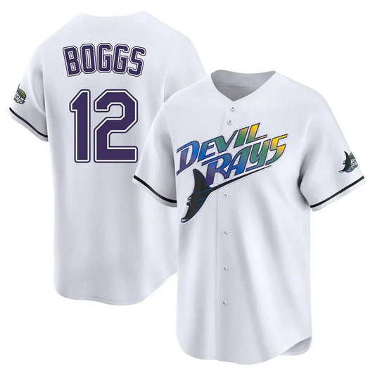 TB. Rays #12 Wade Boggs Player White Home Limited Baseball Jerseys