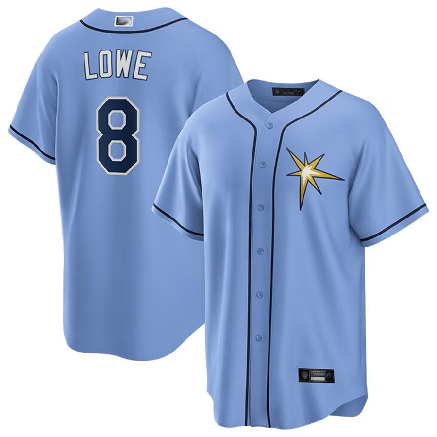 TB. Rays #8 Brandon Lowe Player Light Blue Home Replica  Baseball Jerseys