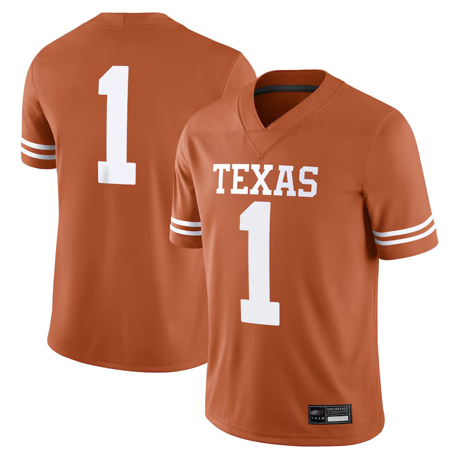Texas Longhorns #1 Texas Orange Player Game College Jerseys