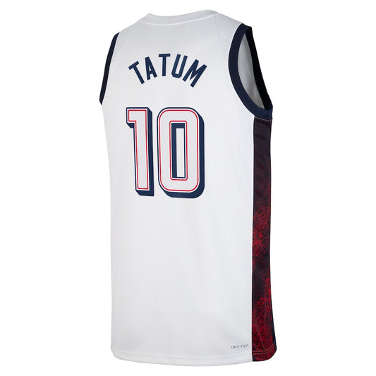 USA Basketball #10 Jayson Tatum Swingman Player Jersey - White Stitched American Basketball Jersey