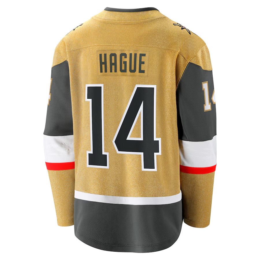 V.Golden Knights #14 Nicolas Hague Player Fanatics Home Premier Breakaway Gold Hockey Jerseys