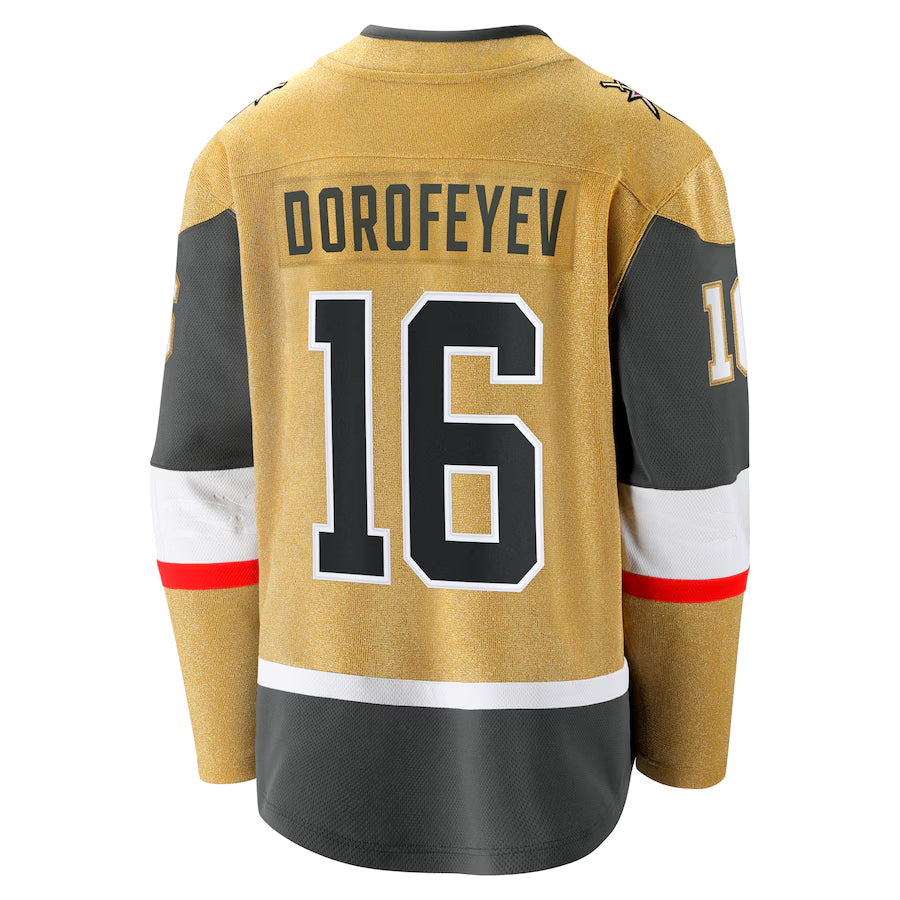V.Golden Knights #16 Pavel Dorofeyev Player Fanatics Premier Breakaway Gold Hockey Jerseys