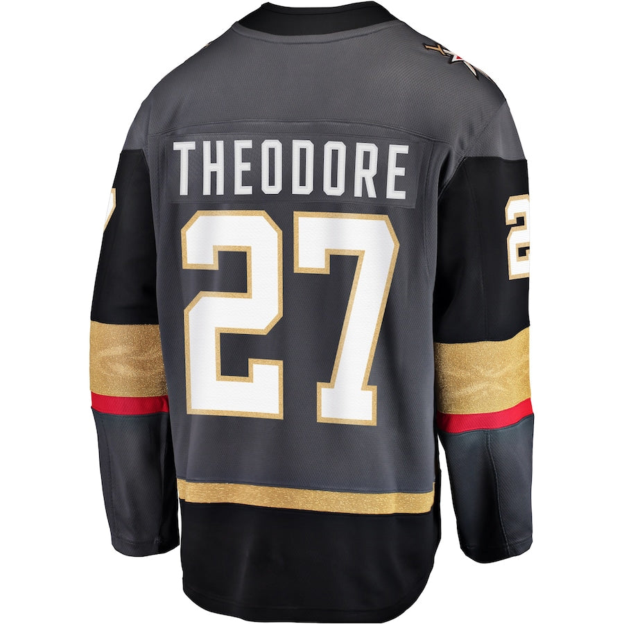 V.Golden Knights #27 Shea Theodore Player Fanatics Home Breakaway Gray Hockey Jerseys