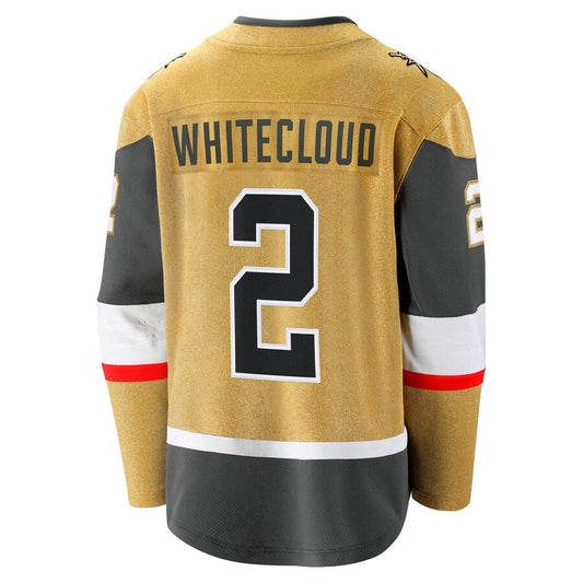 V.Golden Knights #2 Zach Whitecloud Player Fanatics Home Breakaway Gold Hockey Jerseys