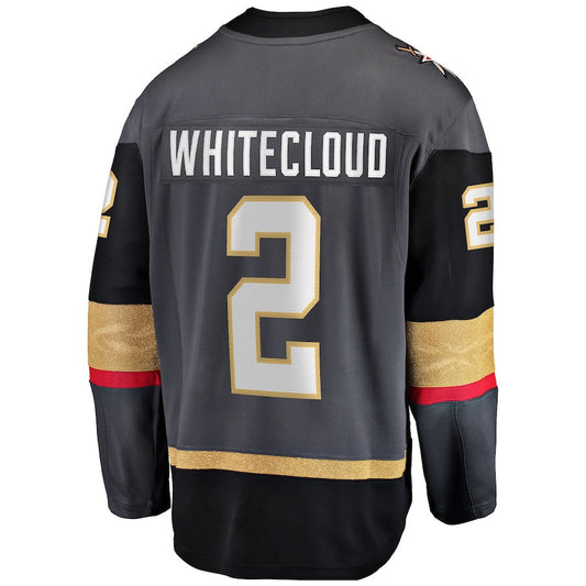 V.Golden Knights #2 Zach Whitecloud Player Fanatics Home Breakaway Gray Hockey Jerseys
