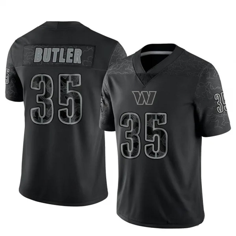 W.Commanders #35 Percy Butler Player Black RFLCTV Limited Football Jerseys