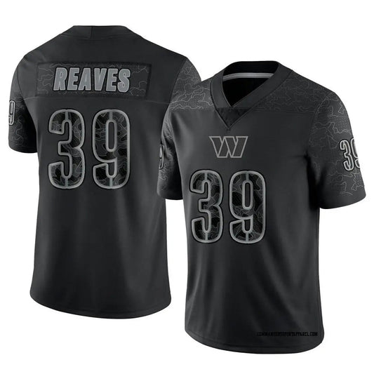 W.Commanders #39 Jeremy Reaves Player Black RFLCTV Limited Football Jerseys