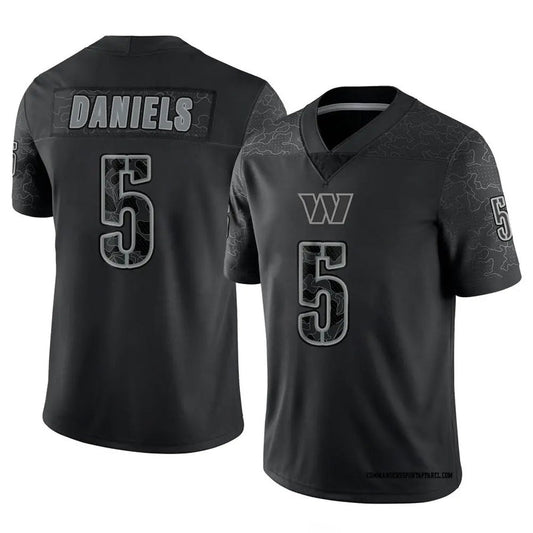 W.Commanders #5 Jayden Daniels Player Black RFLCTV Limited Football Jerseys