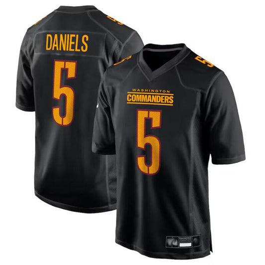 W.Commanders #5 Jayden Daniels Player Carbon Black Fashion Football Jerseys