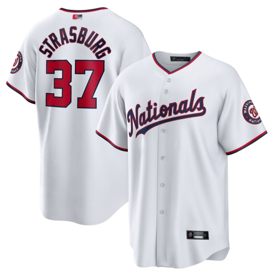 W.Nationals #37 Stephen Strasburg Player White Home Replica Baseball Jerseys