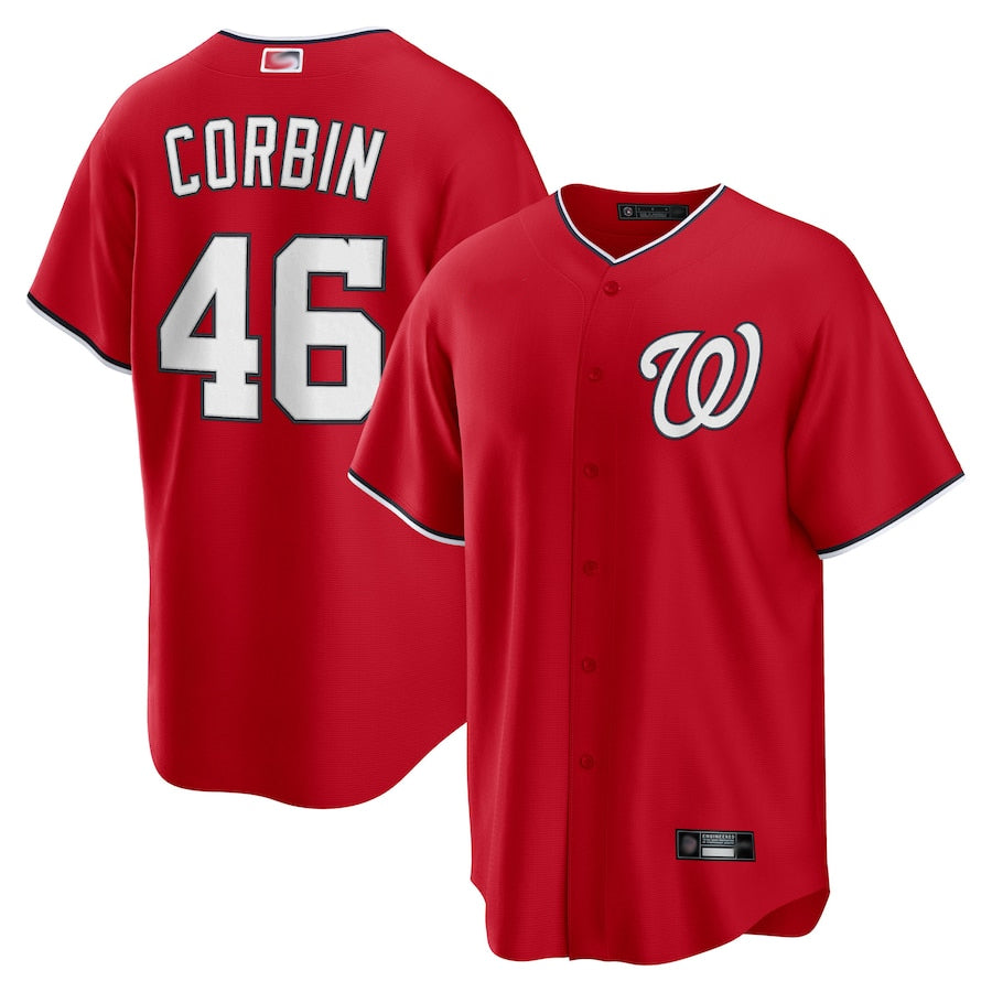 W.Nationals #46 Patrick Corbin Player Red Home Replica Baseball Jerseys