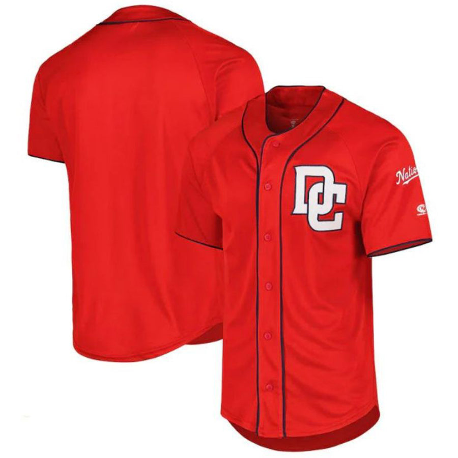 W.Nationals Blank Player Button-Up Red Replica Baseball Jerseys