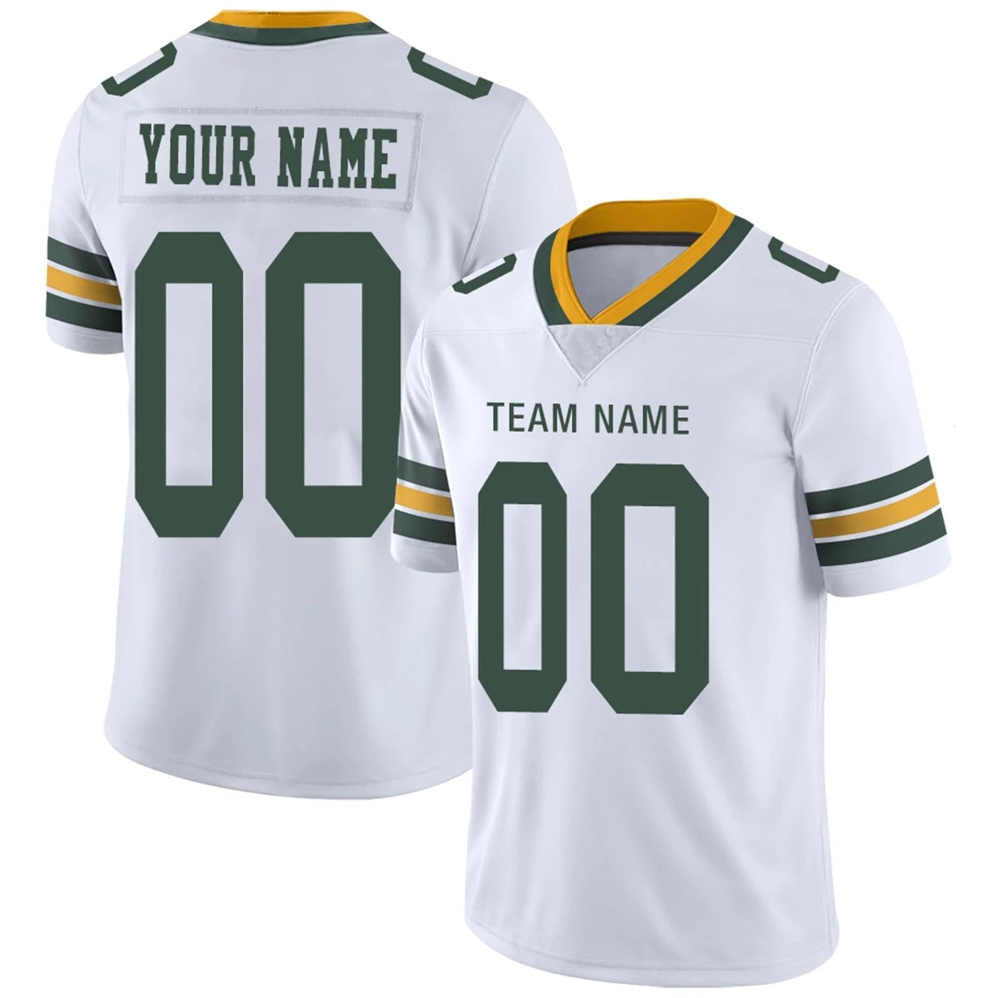 Custom GB.Packers White Personalized Design Football Jerseys