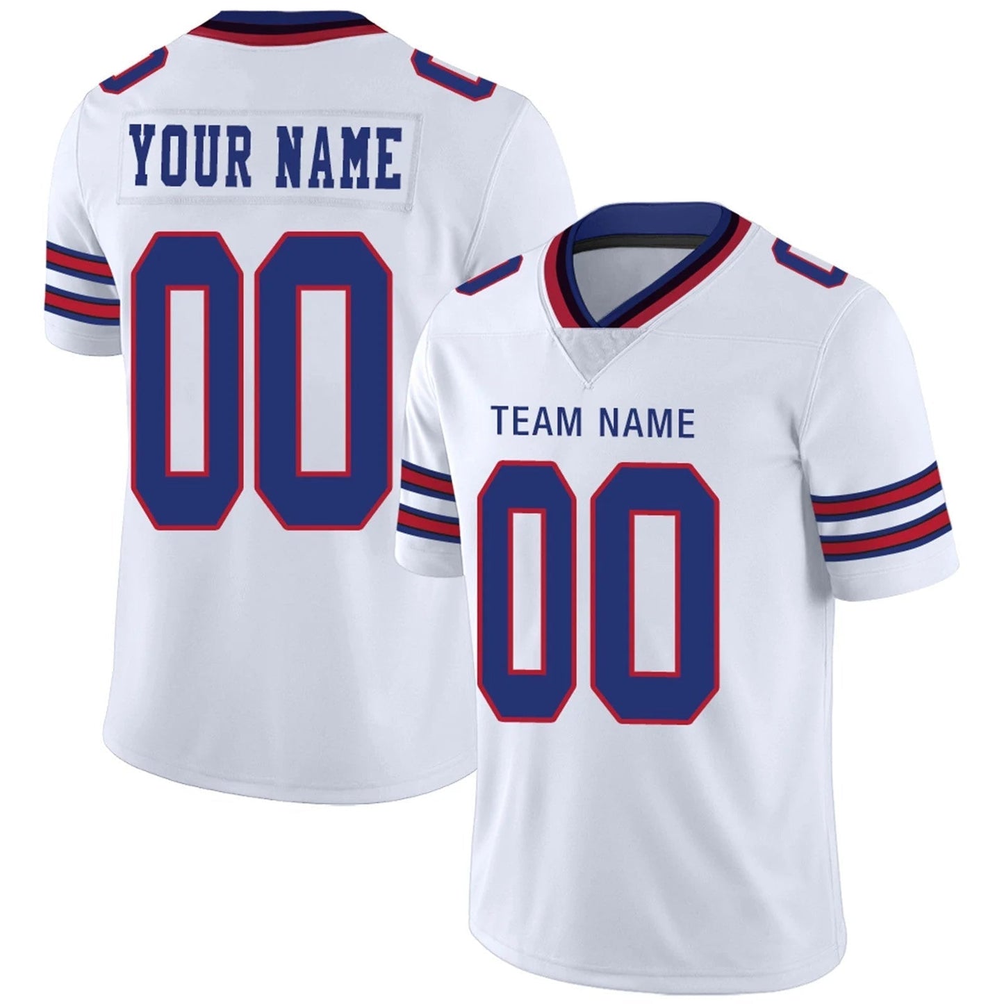 Custom B.Bills White Personalized Design Football Jerseys